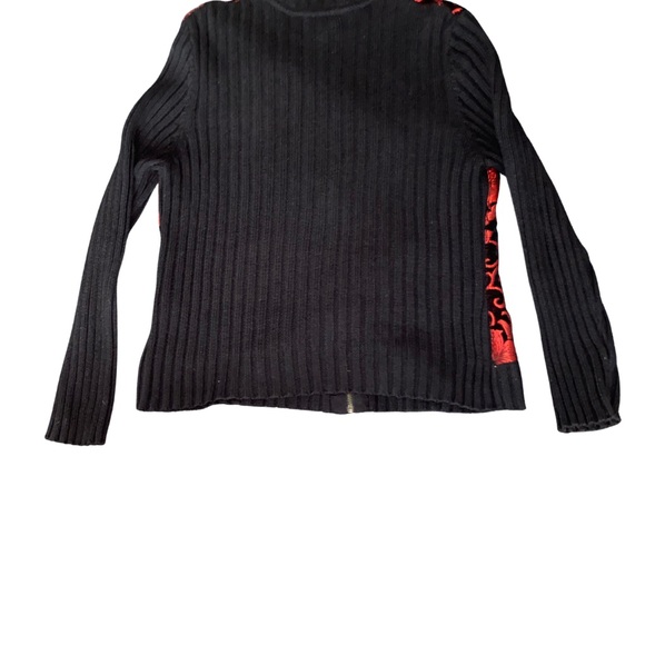Christopher & Banks Black Red Floral Zip Sweater Jacket Size L 2006 - Picture 5 of 9